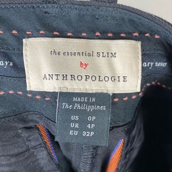 Anthropologie the Essential Slim Black Striped Belted Trouser Pants - Picture 4 of 6